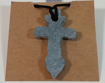 Rustic Soapstone Cross Necklace
