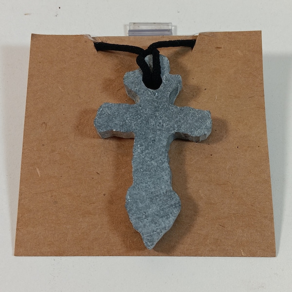 Rustic Soapstone Cross Necklace