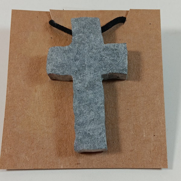 Rustic Soapstone Cross Necklace