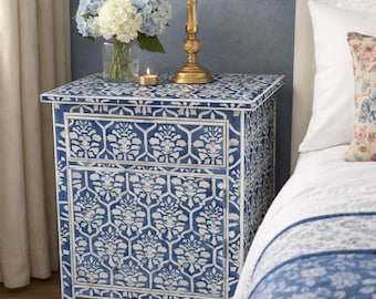 Bone Inlay Floral pattern Bedside Table
