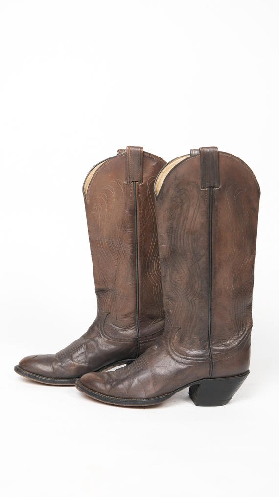 Tony Lama, 1980s Tony Lama Brown Leather Cowboy Boots
