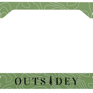 Outsidey Green Topo Metal License Plate Frame