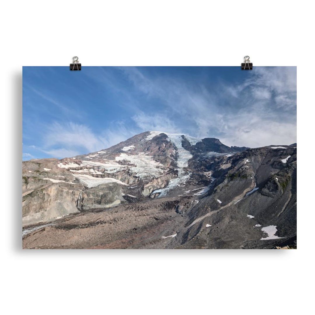 Mount Rainer Poster Mount Rainier Poster | Rocky Terrain Photo Print | Washington Mountain ...