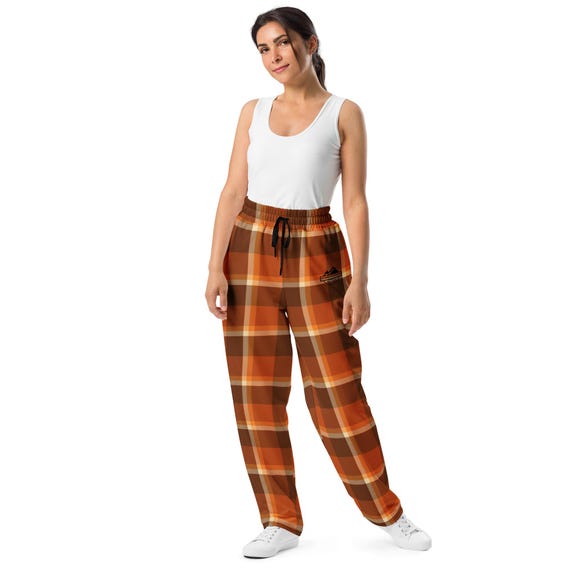 Autumn Plaid Wide Leg Jogger Pants New Zealand