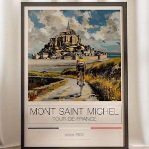 Le Tour de France Mont Saint Michel Poster, Grand Tour de France Print Art, Cycling Lover Gift, Cycling Race Wall Decor, Bicycle Print Art