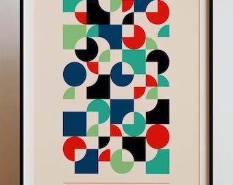 Bauhaus Geometric Art Print: Mid Century Modern Wall Decor (Digital Download)