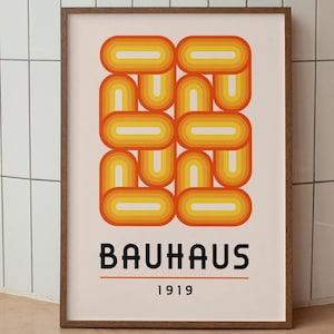 Orange Bauhaus Print: Mid Century Modern Wall Art (Digital Download)