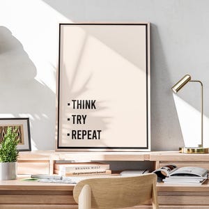 Think Try Repeat Poster: Motivational Quote Art (Digital Download)