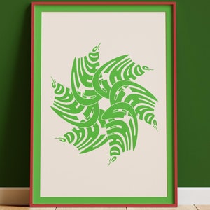 Grünes Chaos Poster, moderner Typografie Druck, Wandkunst, druckbare Wandkunst, Chaos Siebdruck, gebogener Chaos Druck,