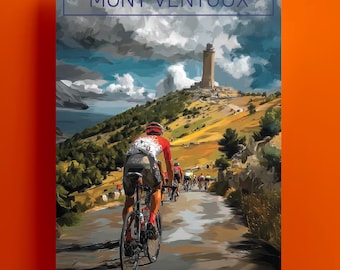 Mont Ventoux Radsport Poster - Tour de France Kunstdruck, Fahrrad Wandkunst, Digital Download