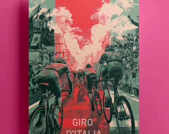 Giro d'Italia Vintage Cycling Poster, Retro Road Bike Art, Cyclist Gift, Italian Race Print, Sports Wall Decor, Digital Download