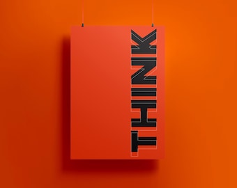Póster "Piensa en tipografía": Arte minimalista para la pared de la oficina (descarga digital)