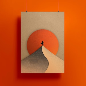 Solitary Figure on Dune Rolled Poster | Minimal Sunset Desert Wall Art