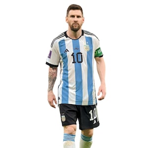 Modelo de plástico recortado em tamanho real de Lionel Messi