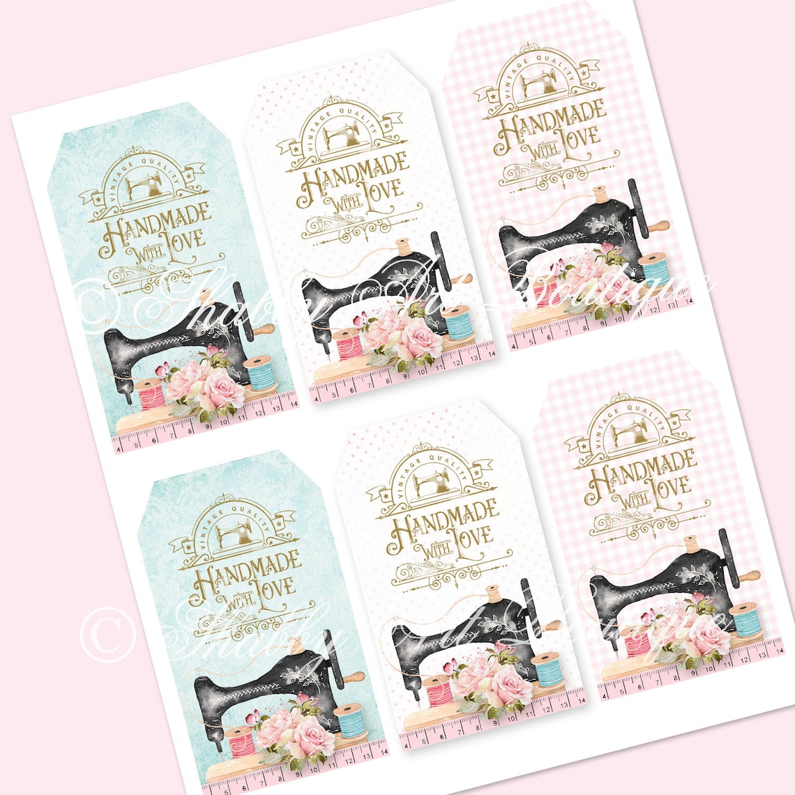 Printable Sewing Handmade Tag Digital Download Instant - Etsy