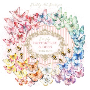Einfach Schmetterlinge und Bienen Fussy-cuts - A4 & Letter Papiergrößen