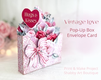 Print & Make: Vintage Love Pop-Up Box Envelope Card (A4 and Letter size)