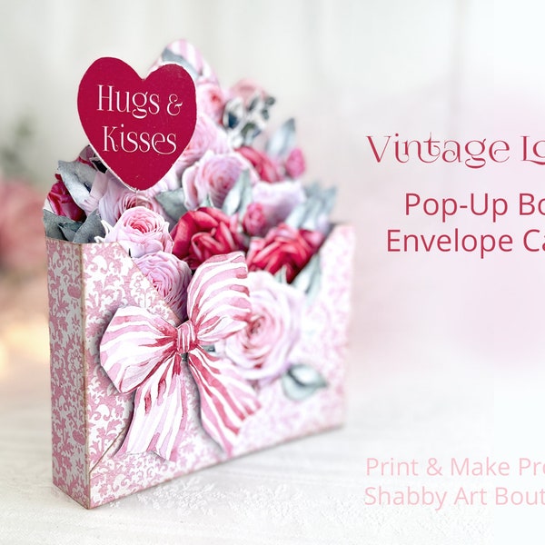 Print & Make: Vintage Love Pop-Up Box Envelope Card (A4 and Letter size)