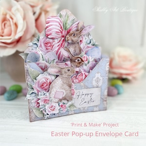 Imprima e faça ~ Cartão envelope pop-up de Páscoa (A4 e Carta)