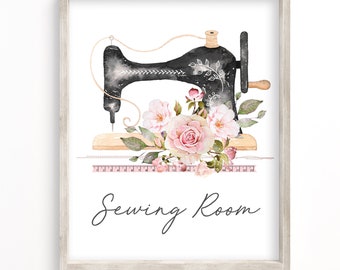 Sewing Room 8" x 10" Printable Art - Instant Download - Shabby Chic Art