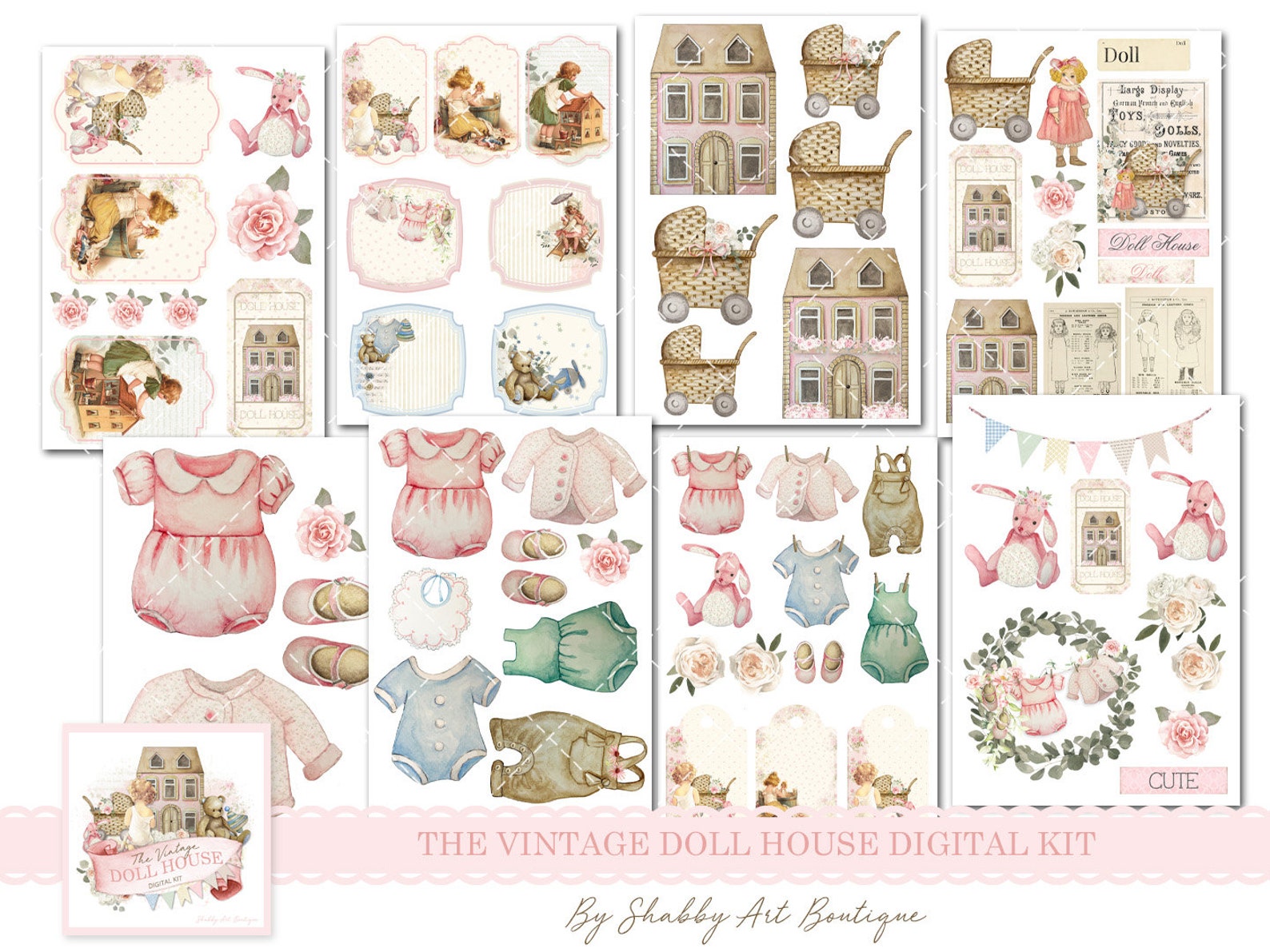 A4 the Vintage Doll House Digital Kit Etsy