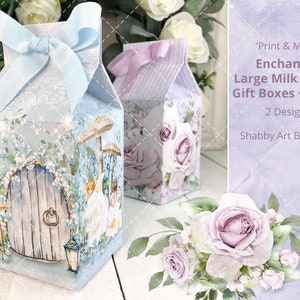 Imprimer et fabriquer : grandes boîtes-cadeaux en carton de lait enchantées (formats A4 et Lettre)
