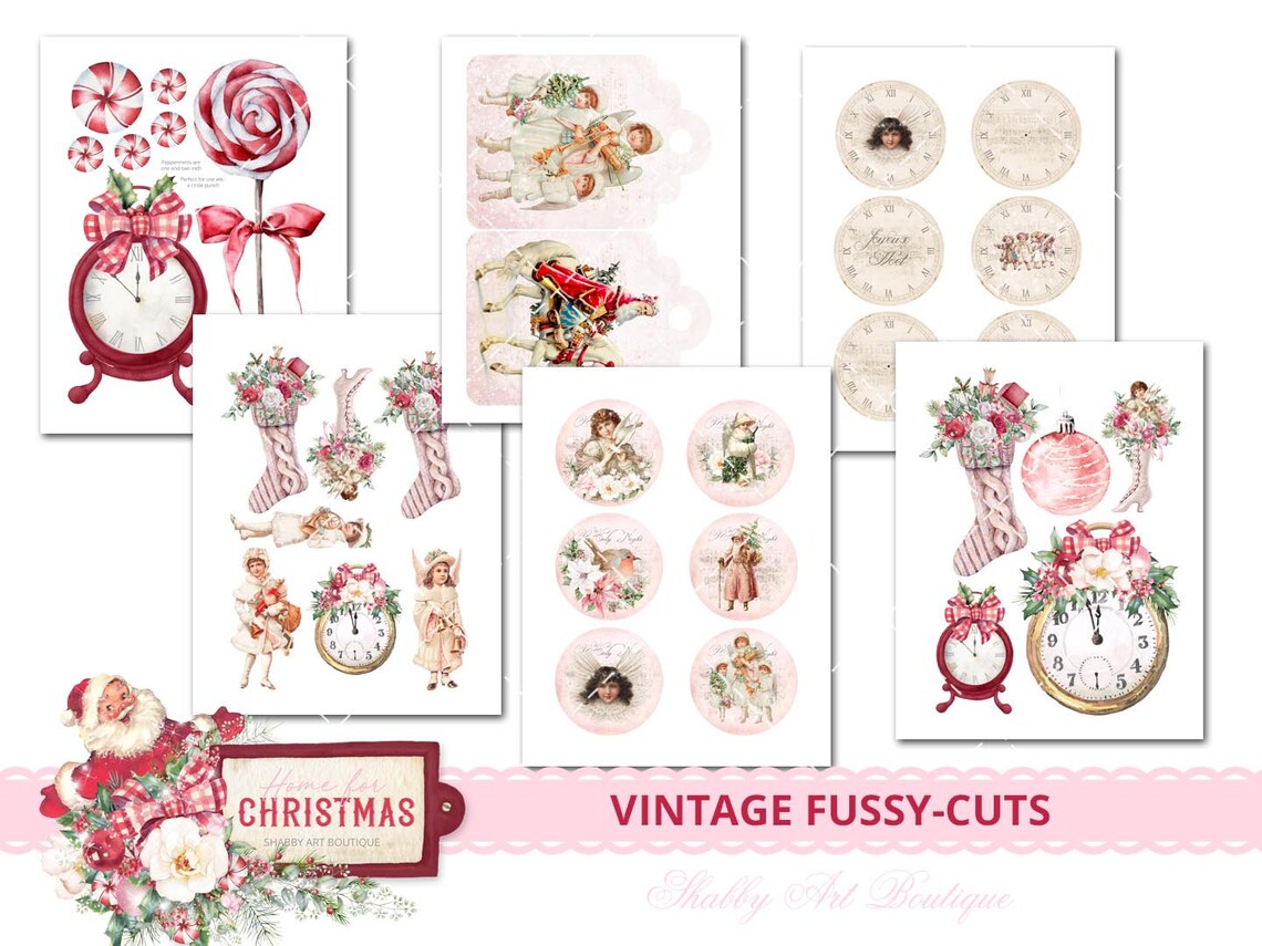 Home for Christmas Collection Vintage Fussycuts Kit A4 & Etsy