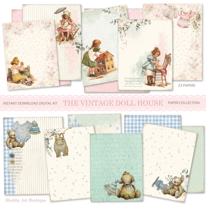 A4 the Vintage Doll House Digital Kit Etsy