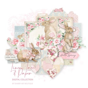 Letter (USA) - Linen, Lace & Paper Digital Kit