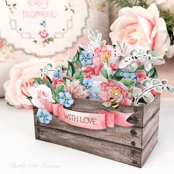 Print & Make ~ Flower Box Pop-up Card (Letter and A4 size)