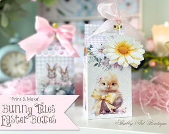 Impression et fabrication : grandes boîtes de Pâques Bunny Tales (formats A4 et lettre)