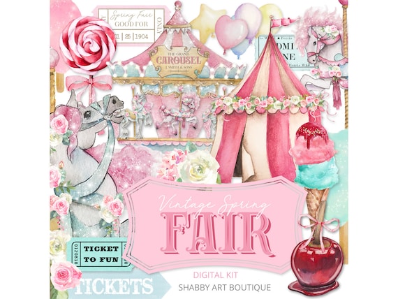 Letter (USA) ~ Vintage Spring Fair Digital Kit