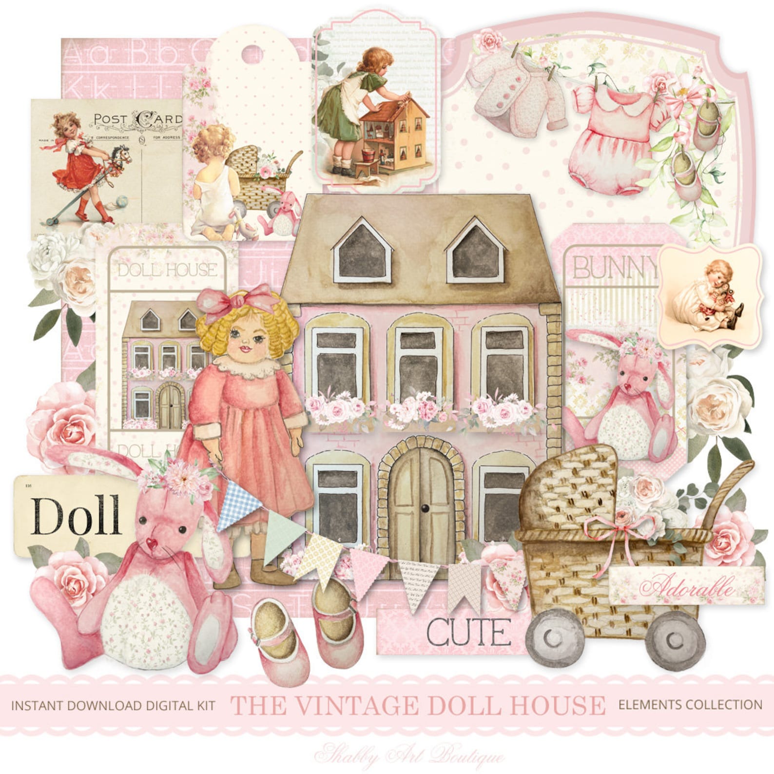 A4 the Vintage Doll House Digital Kit Etsy