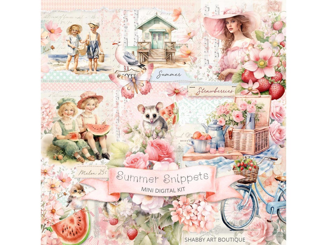 Summer Snippets Mini Digital Kit ~ A4 Paper Size - Etsy