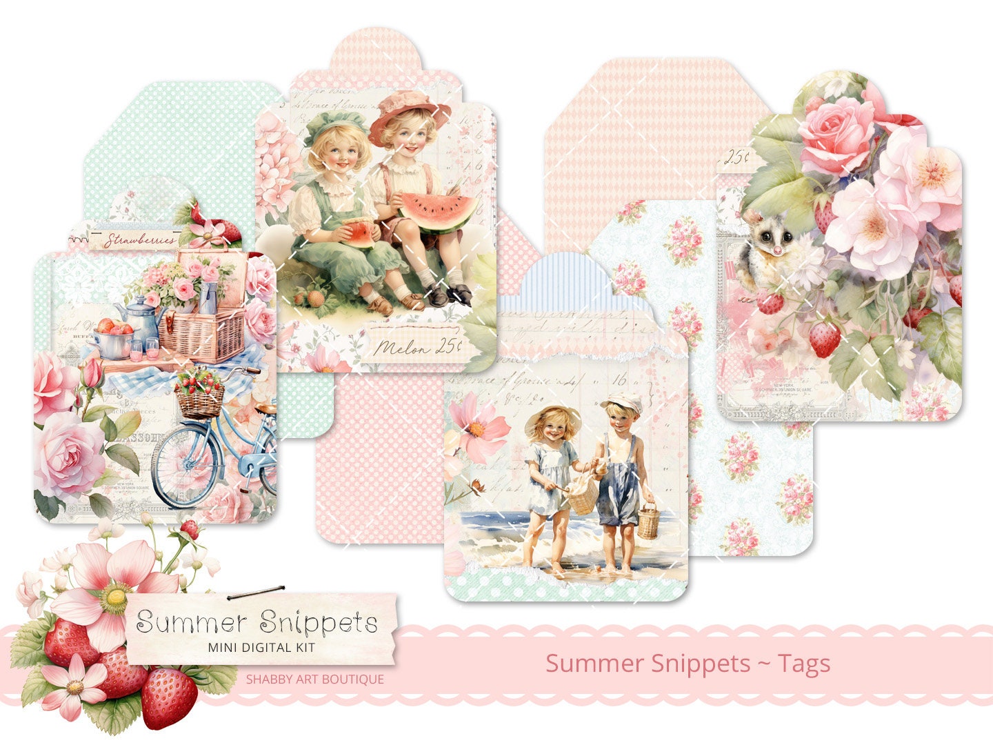 Summer Snippets Mini Digital Kit ~ Letter Size (USA & Canada) - Etsy