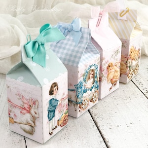 4 druckbare Vintage Mini Milchkarton Osterboxen