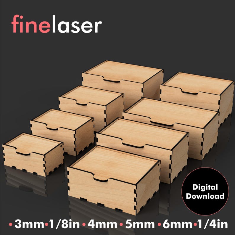 Rectangle Laser Cut Box SVG: 8 Sizes, Glowforge File (digital Download ...