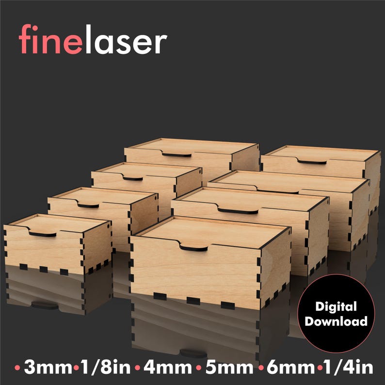 8X Rectangle Laser Cut Box SVG, Laser Cut Boxes, Glowforge File ...