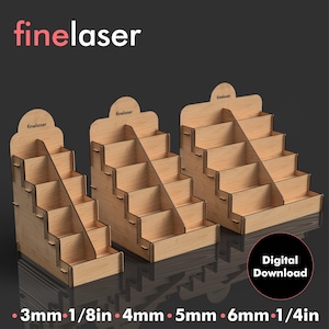 Expositor de 5 niveles SVG, archivos cortados con láser para Glowforge, estanterías minoristas, vitrinas, archivo SVG de exhibición láser