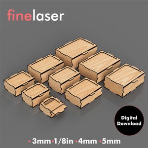 9X Slider Box SVG, Sliding Lid Box Bundle, Glowforge File, Laser Cut Files, Digital Download DXF