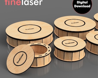 Archivos SVG de caja redonda cortada a láser: 9 tamaños, compatibles con Glowforge (descarga digital)