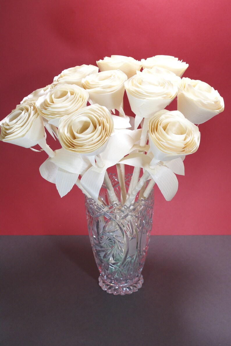 Wood roses 12 wooden roses as unique gift for her Etsy
