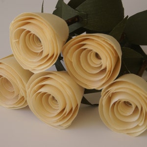 Anniversary gift of wood roses, 5 year wedding anniversary,Handmade wood roses, 5 wooden roses with real wood branches