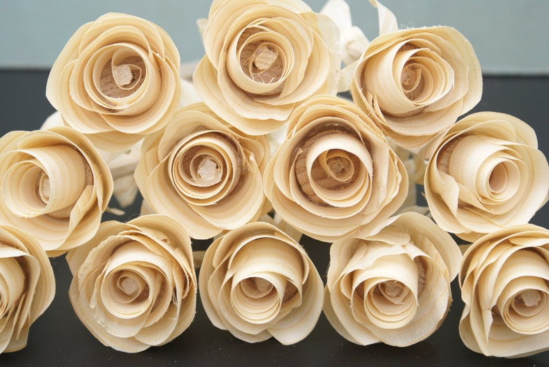Wood roses 12 wooden roses as unique gift for her Etsy
