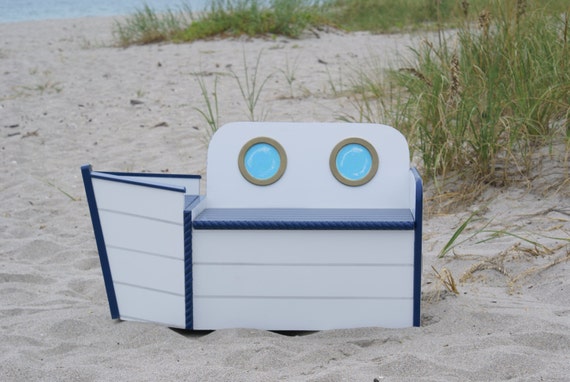 Toy Chest Wooden Toy Box Boat Shaped Wood Toy Chest Navy Blue white Kids Bench Nautical Decor Beach House Bench Kids Furniture Etsy UK