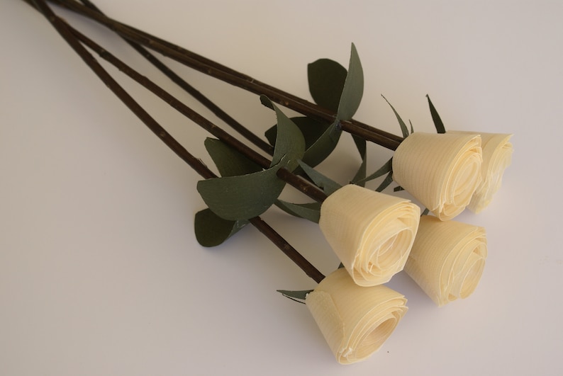 Wood Roses With Branch Stems 5 Wooden Roses for Fifth Etsy