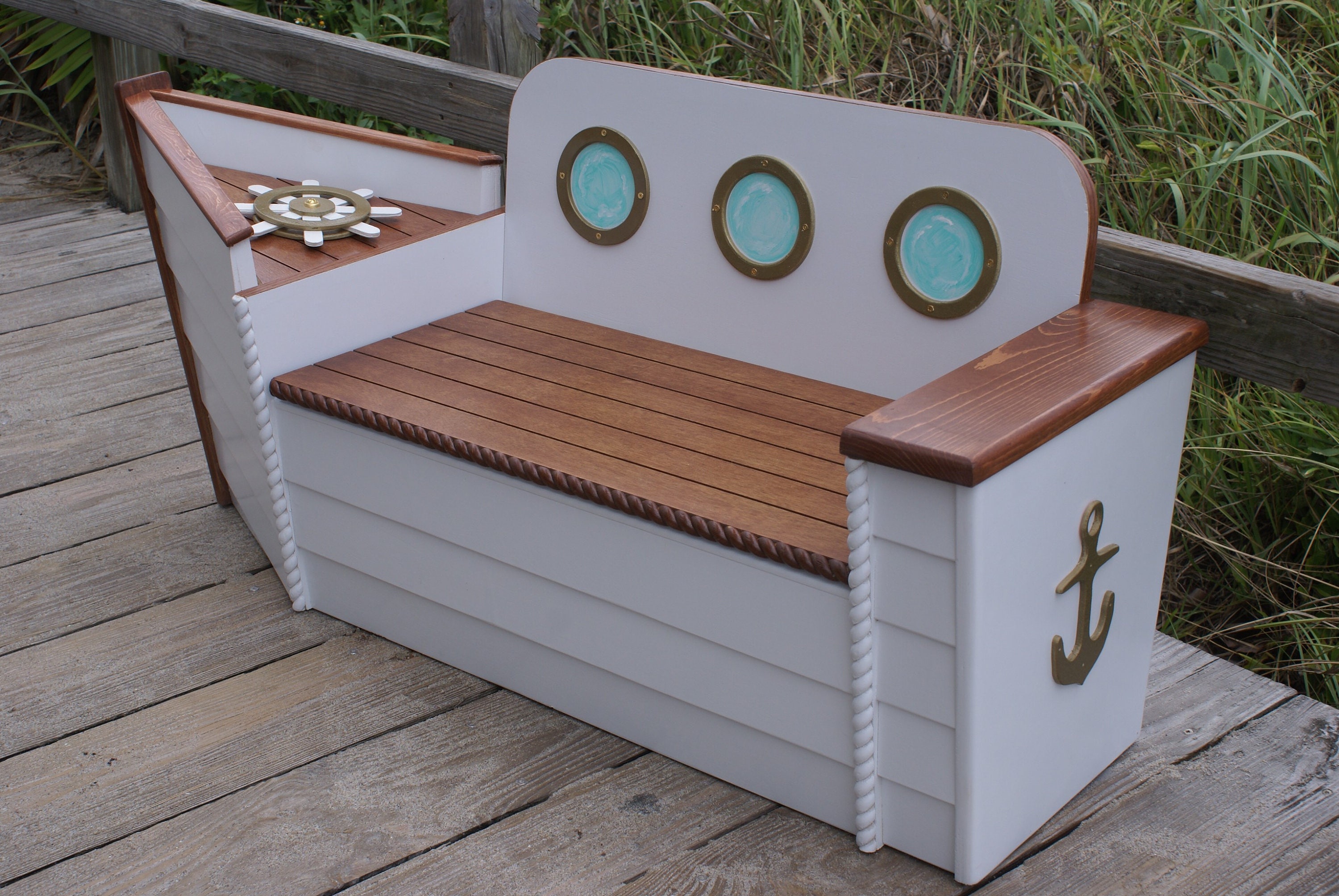 Storage chest wooden chest Boat Nautical deco bench Etsy