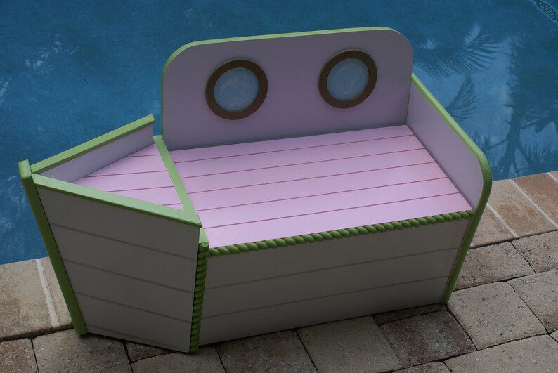 Pink and Green Storage Chest Nautical Nursery Toy Box Boat Etsy