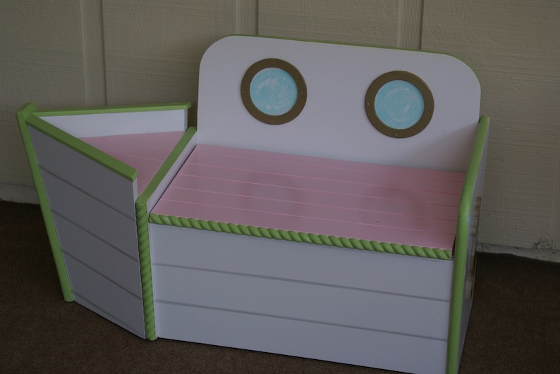 Pink and Green Storage Chest Nautical Nursery Toy Box Boat Etsy