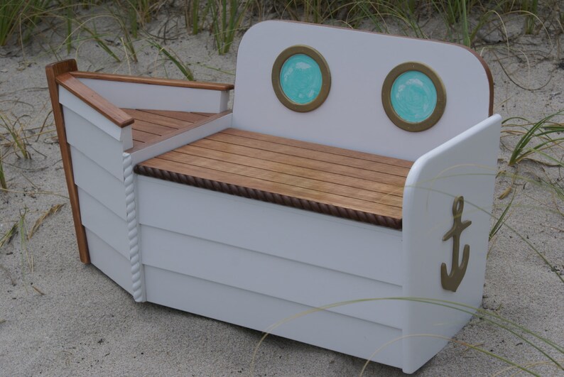 Nautical Decor Chest Wooden Chest Coastal Decor Toy Box Etsy